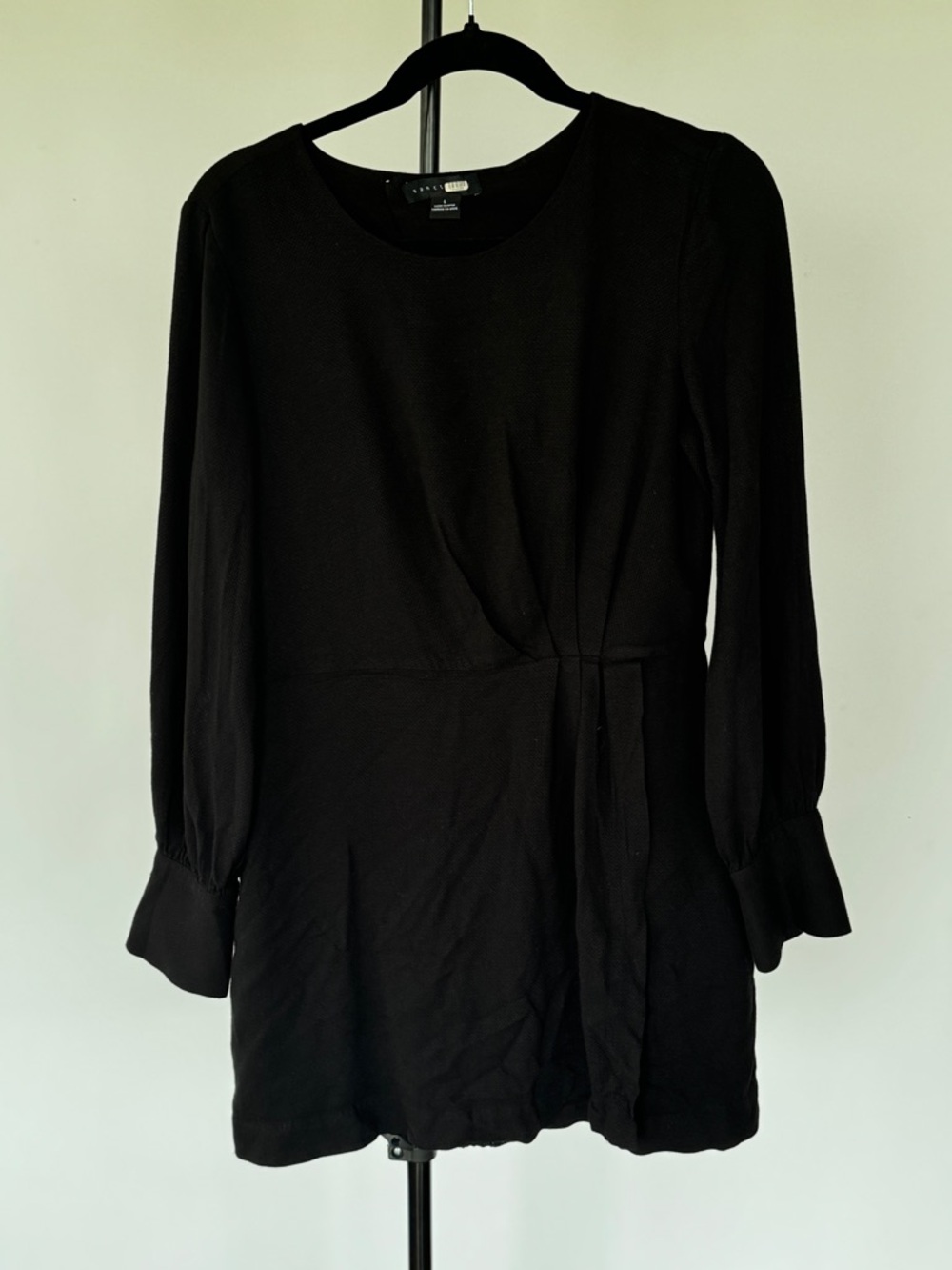 Sanctuary Black Long-Sleeve Tie-Waist Mini Dress